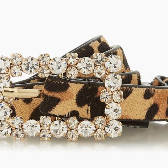 Norriss - Leopard Diamante Buckle Belt-DUNE - Picture 6 of 6